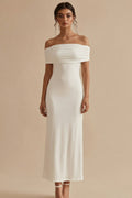 Off the Shoulder Ruched White Dress