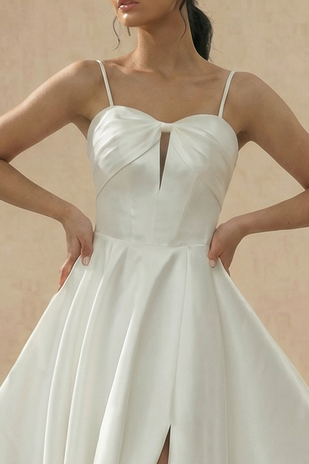 Satin A Line Corset Cut Out Mini White Dress