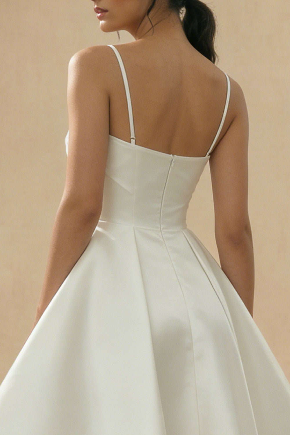 Satin A Line Corset Cut Out Mini White Dress