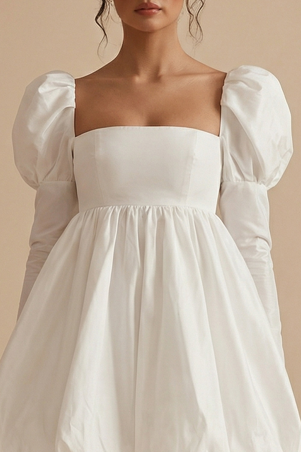 Long Sleeve A Line Mini White Dress