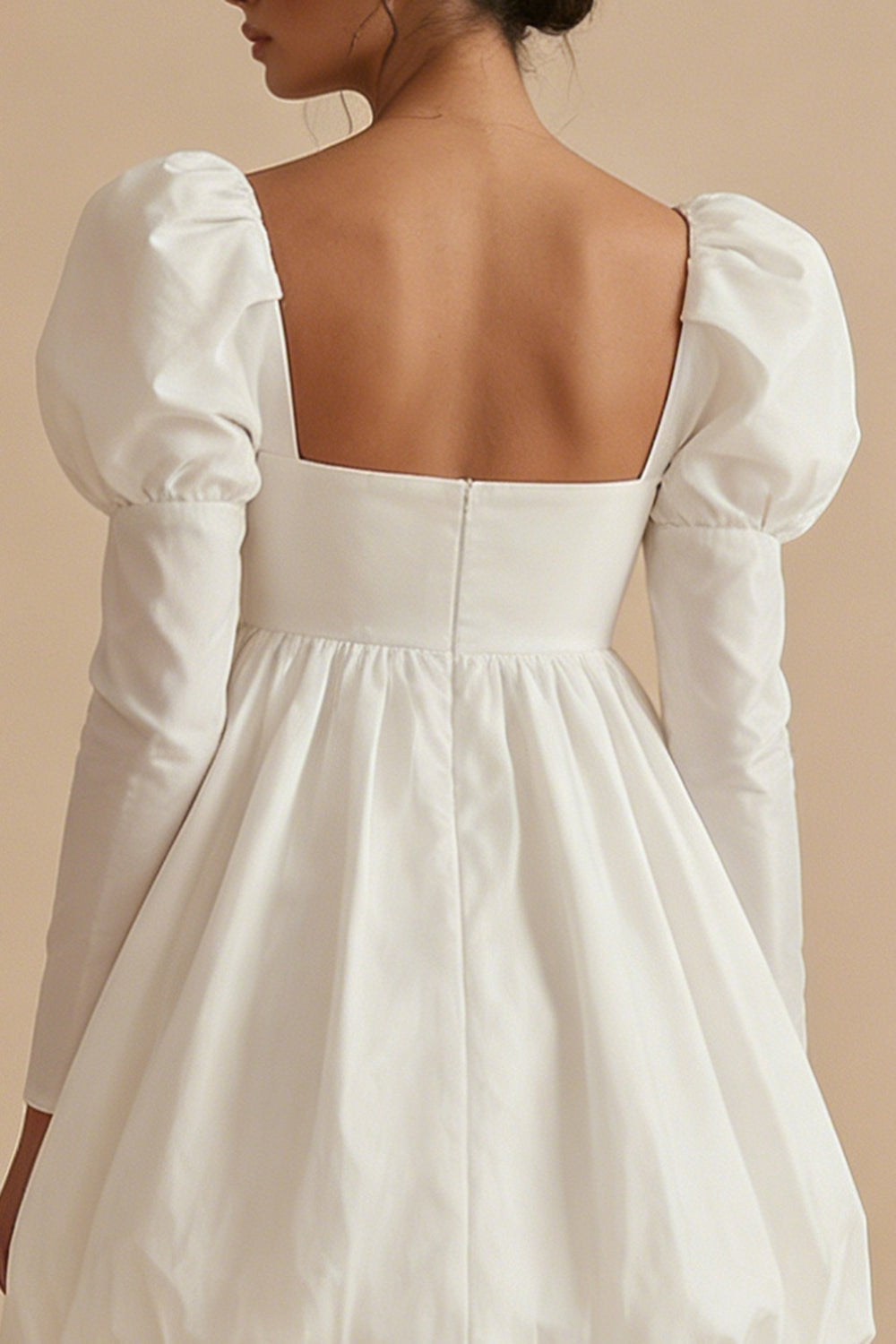 Long Sleeve A Line Mini White Dress