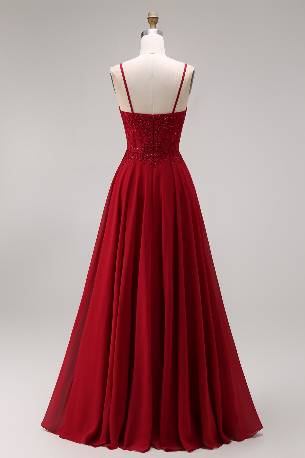 2 Piece Burgundy A Line Appliqued Beaded Mother of the Bride Dress