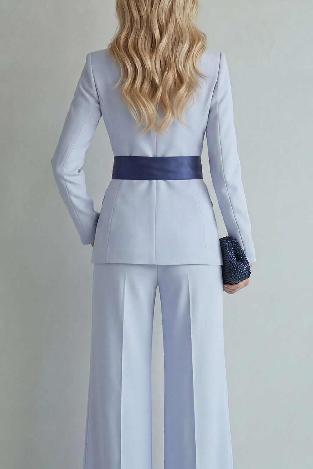 Pink Peaked Lapel 2 Piece Women Suits with Belt