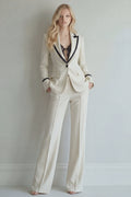 Peaked Lapel Ivory 2 Piece Slim Fit Women Suits
