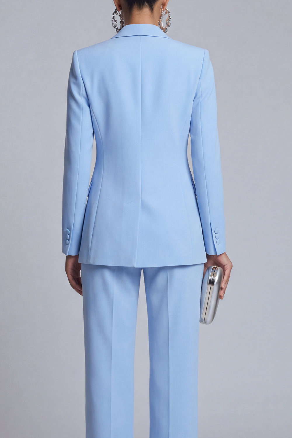 Blue 2 Piece Peaked Lapel Women Suits