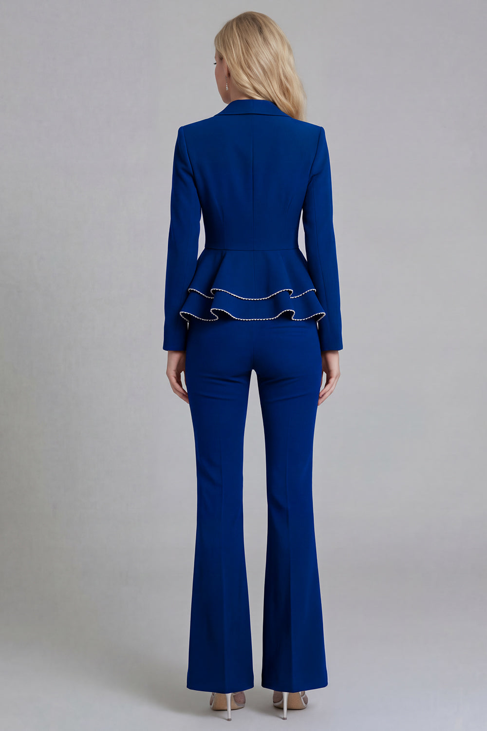 2 Piece Ruffled Fuchsia Slim Fit Women Suits