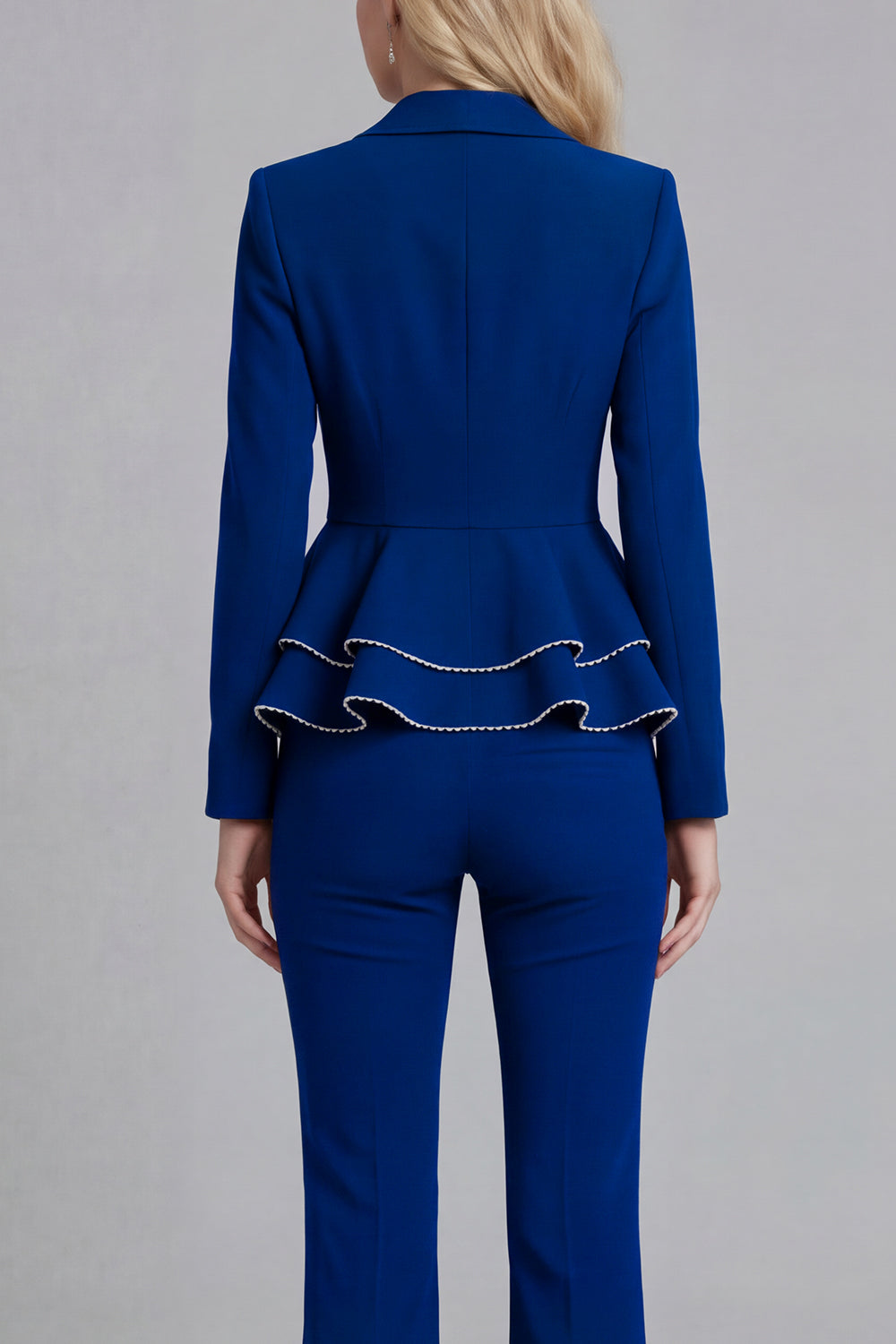 2 Piece Ruffled Fuchsia Slim Fit Women Suits