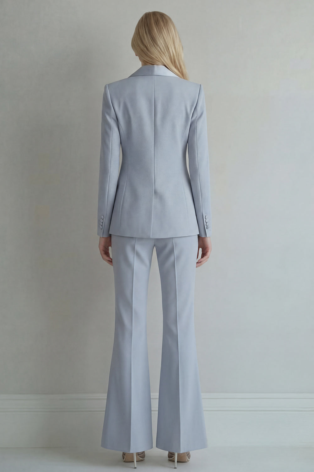 Blue 2 Piece Peaked Lapel Double Breasted Women Suits