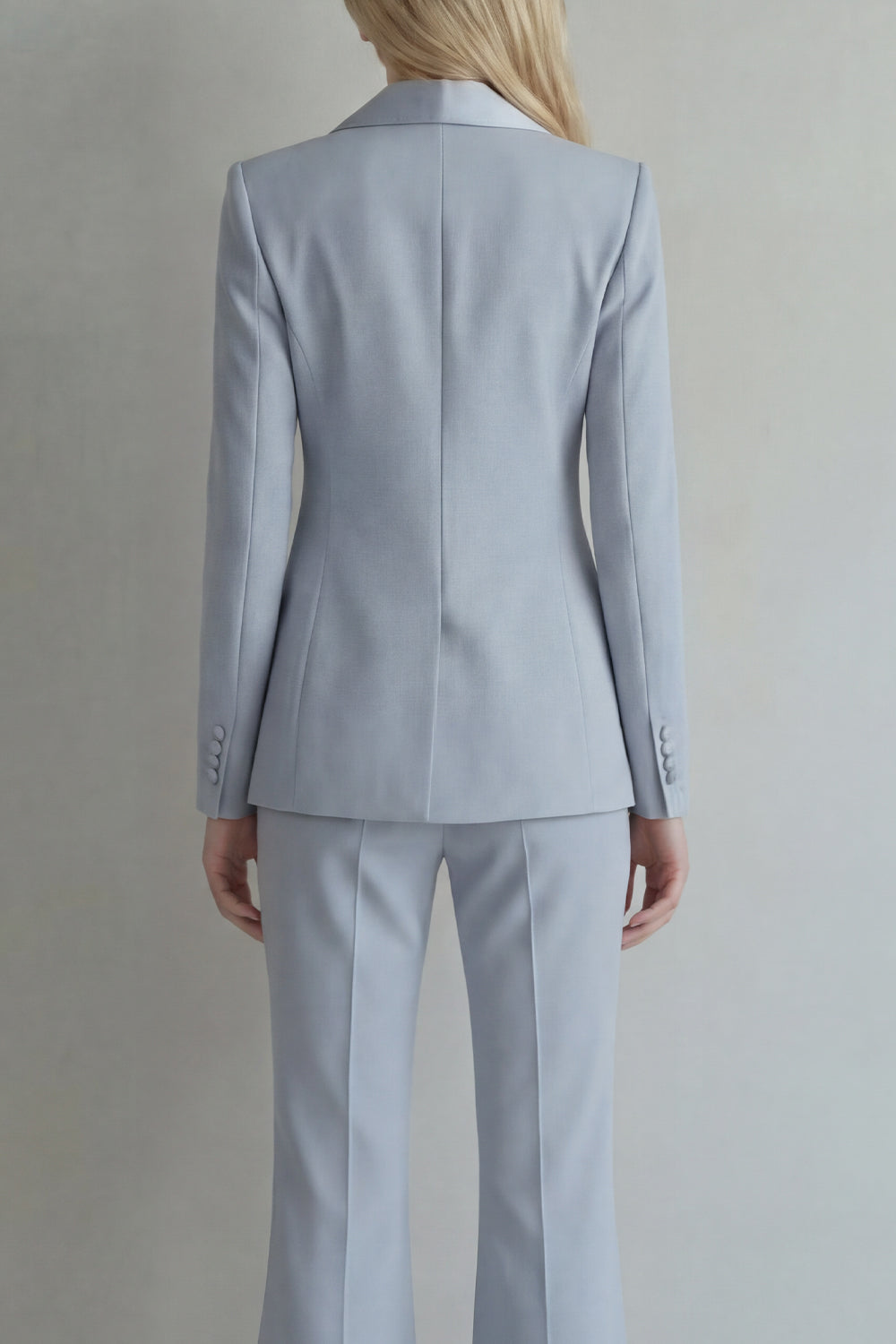 Blue 2 Piece Peaked Lapel Double Breasted Women Suits