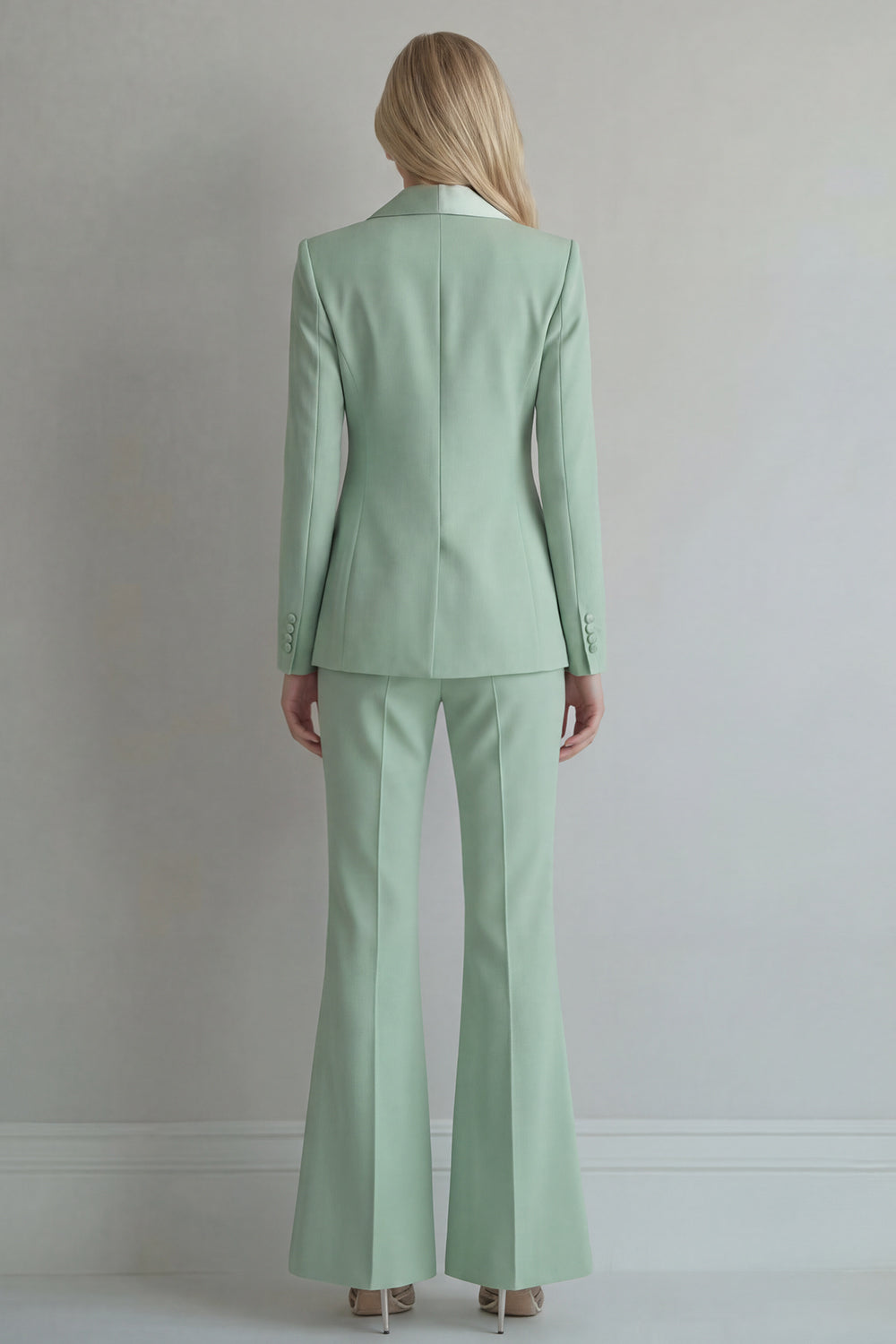 Blue 2 Piece Peaked Lapel Double Breasted Women Suits