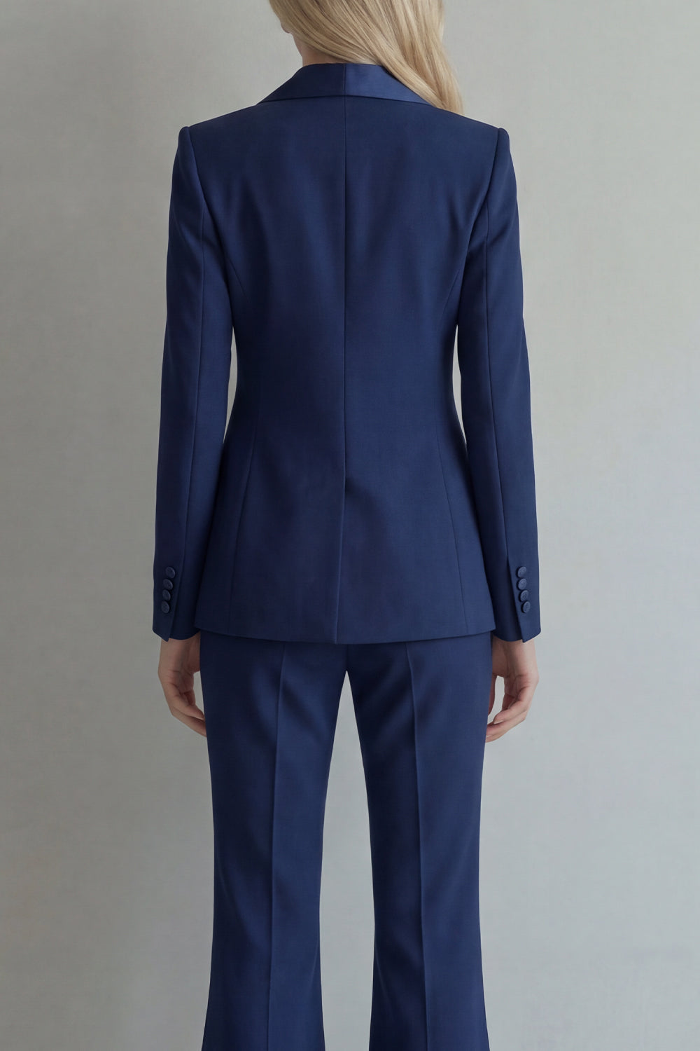 Blue 2 Piece Peaked Lapel Double Breasted Women Suits