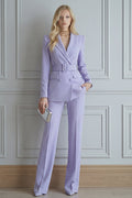 2 Piece Notched Lapel Lilac Women Suits with Belt