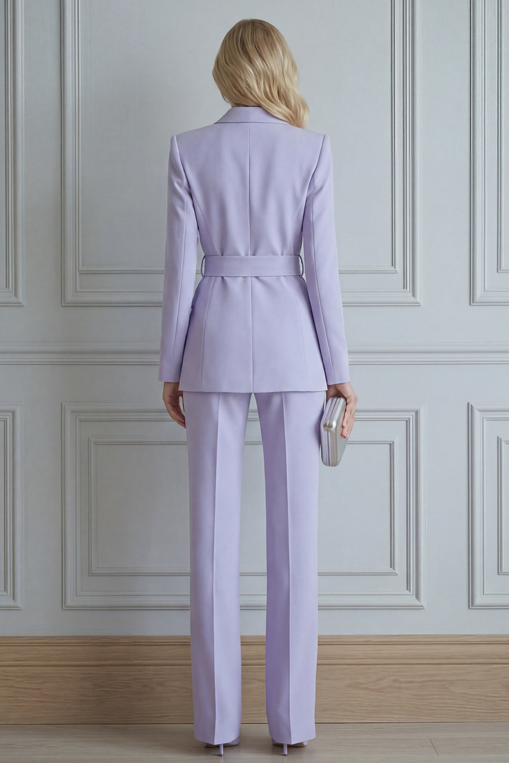 2 Piece Notched Lapel Lilac Women Suits with Belt