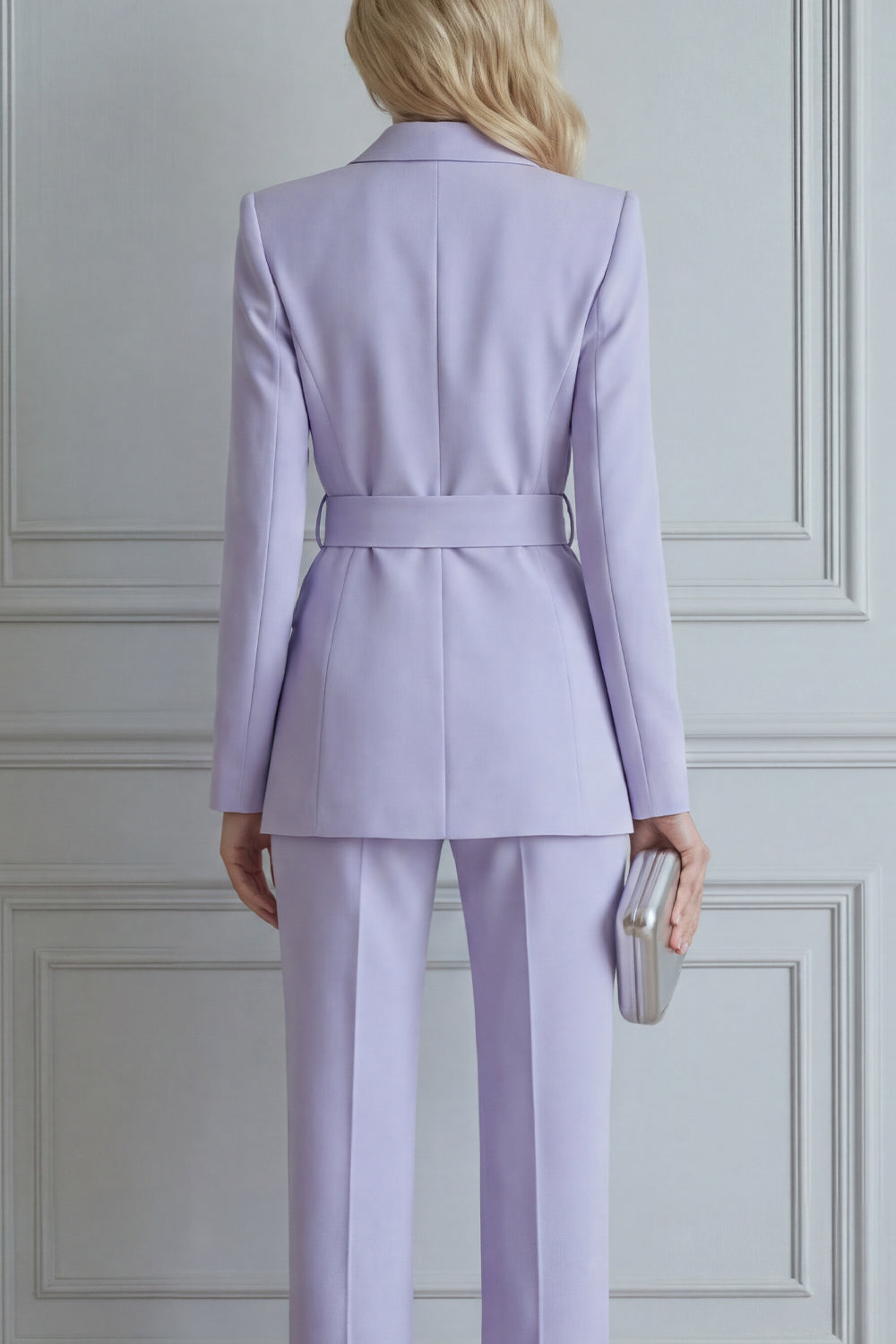 2 Piece Notched Lapel Lilac Women Suits with Belt