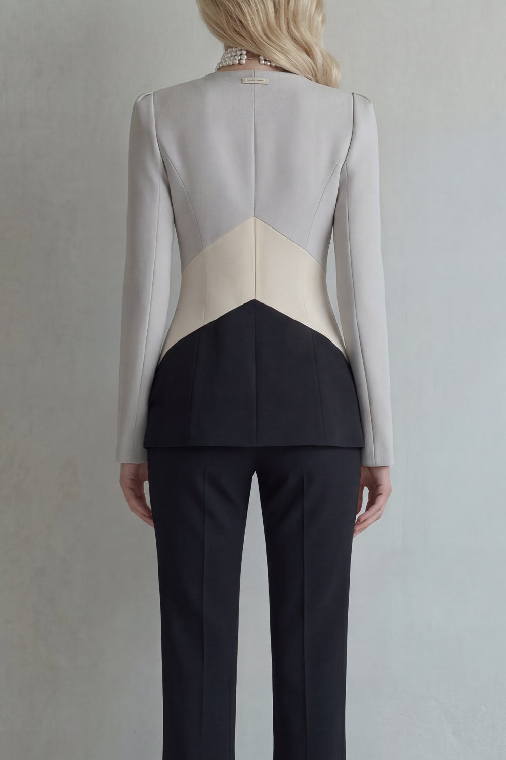 Blue Navy Cut Out 2 Piece Colorblock Slim Fit Women Suits