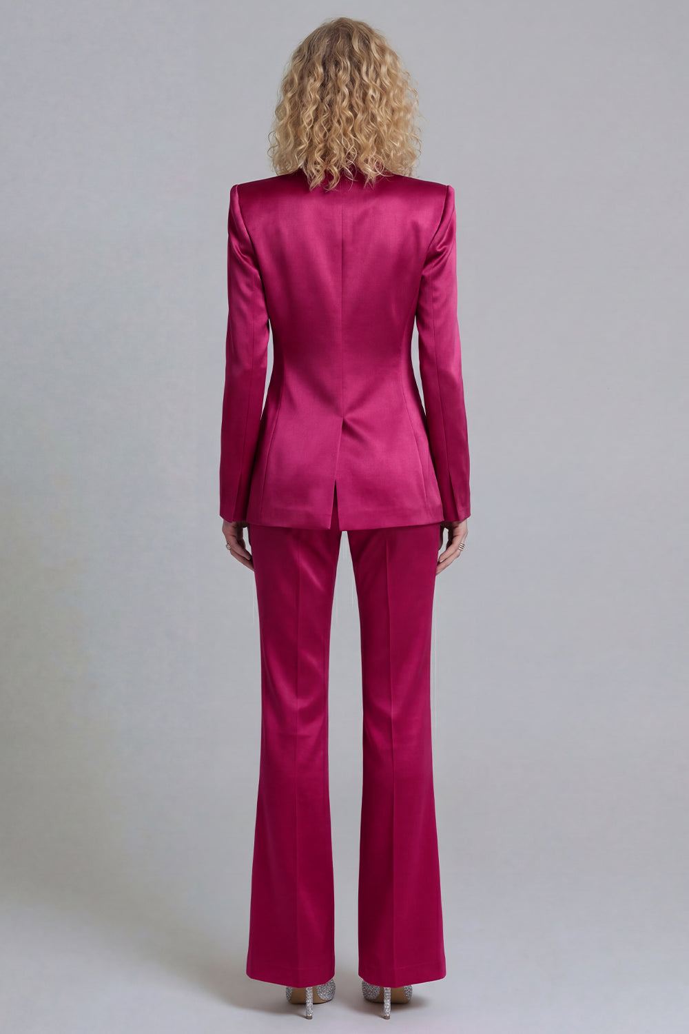 Peaked Lapel Satin Blue 2 Piece Single Buckle Women Suits