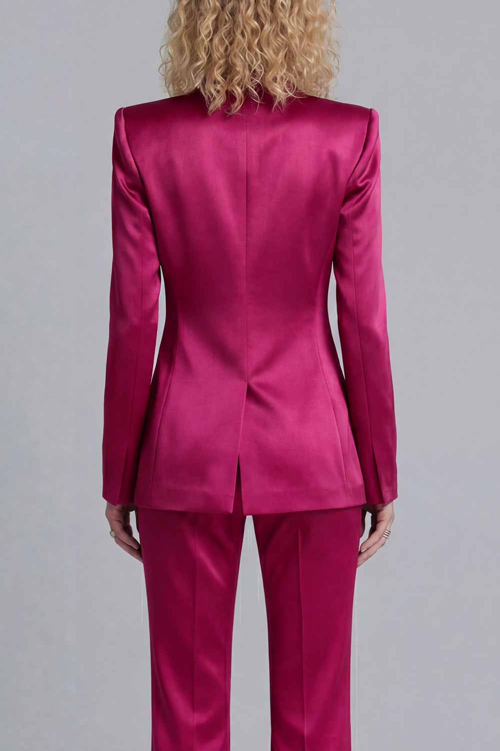 Peaked Lapel Satin Blue 2 Piece Single Buckle Women Suits