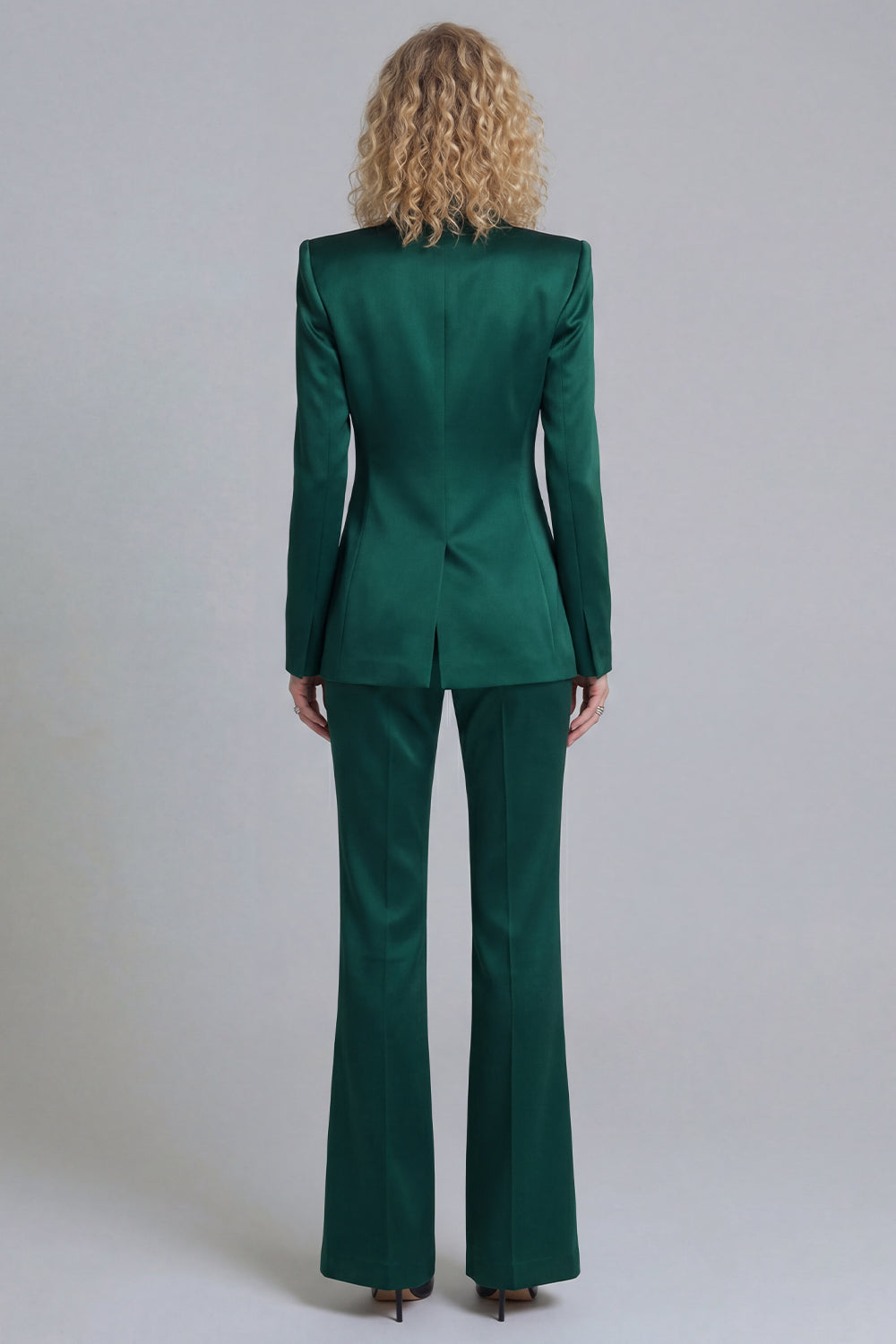 Peaked Lapel Satin Blue 2 Piece Single Buckle Women Suits