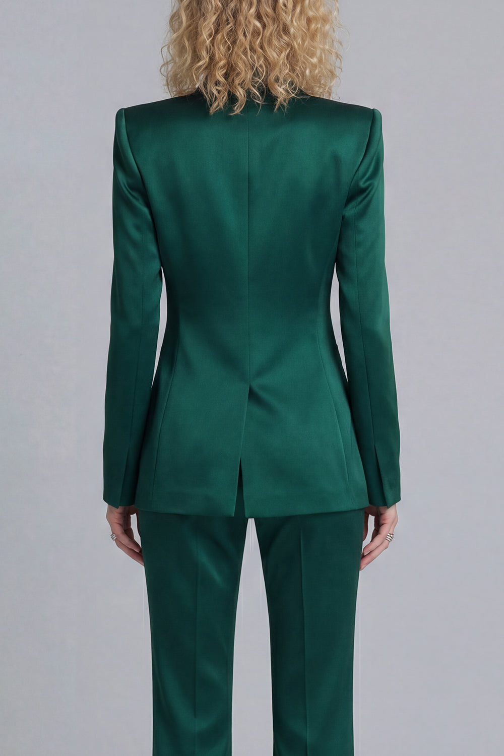 Peaked Lapel Satin Blue 2 Piece Single Buckle Women Suits