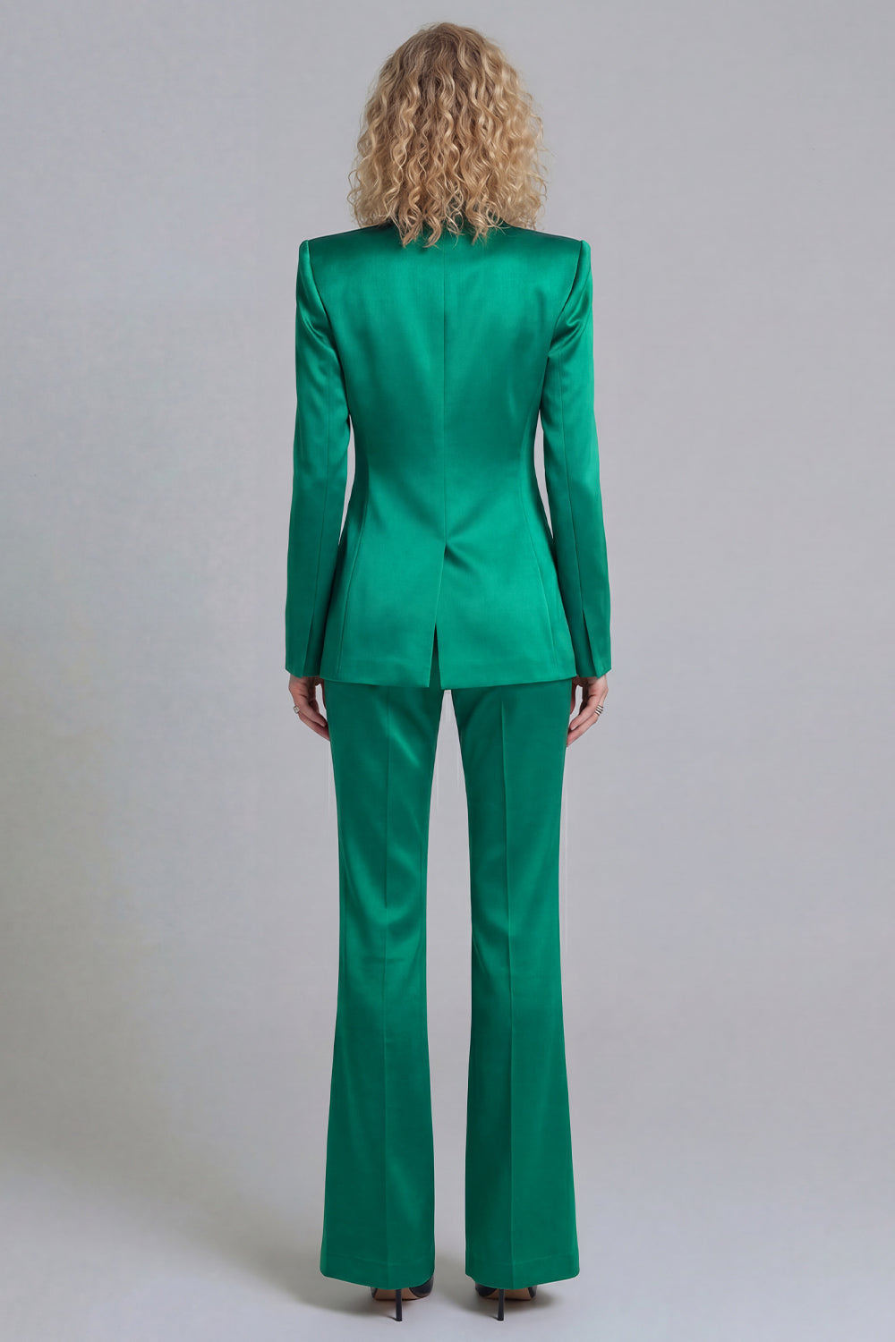Peaked Lapel Satin Blue 2 Piece Single Buckle Women Suits