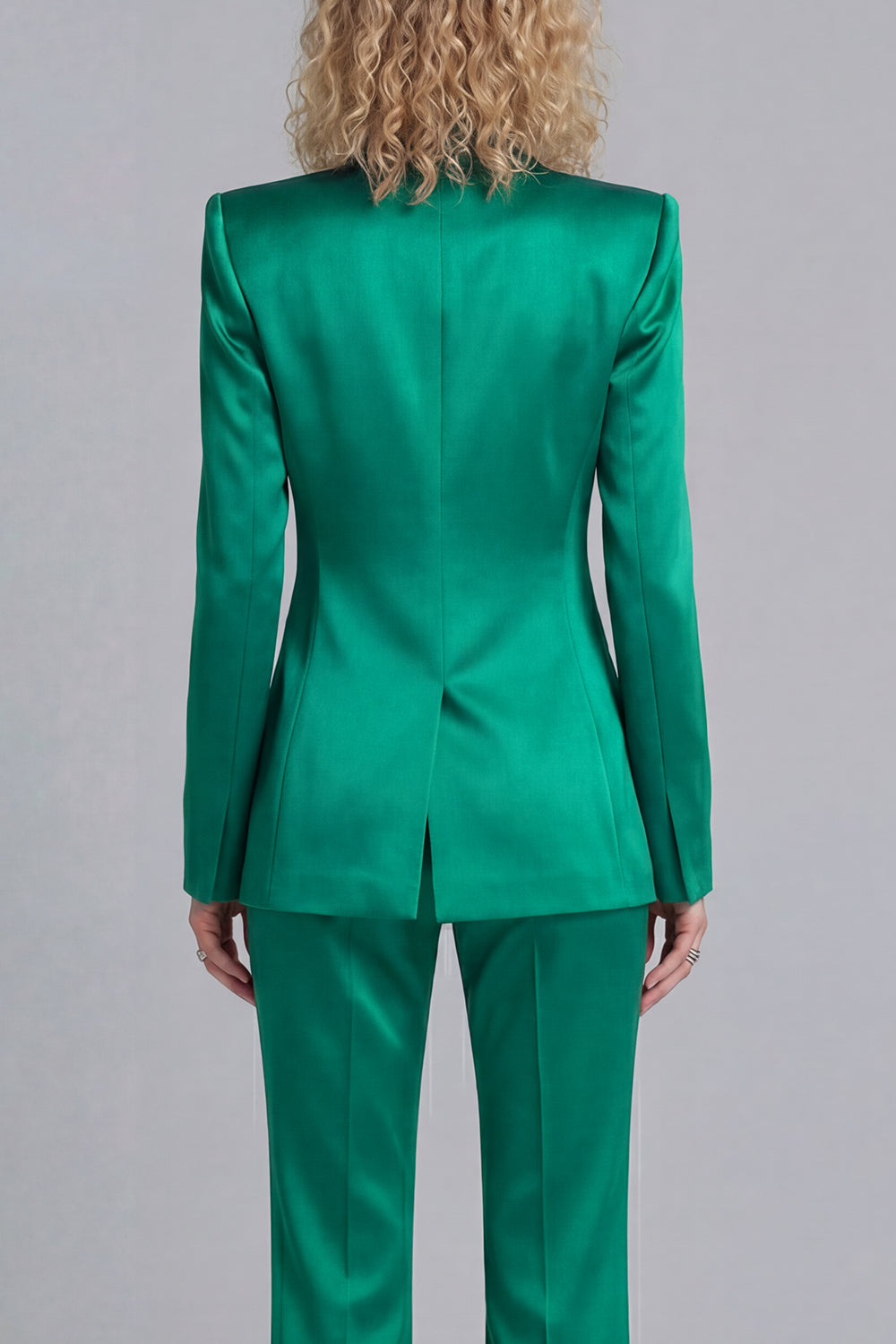 Peaked Lapel Satin Blue 2 Piece Single Buckle Women Suits