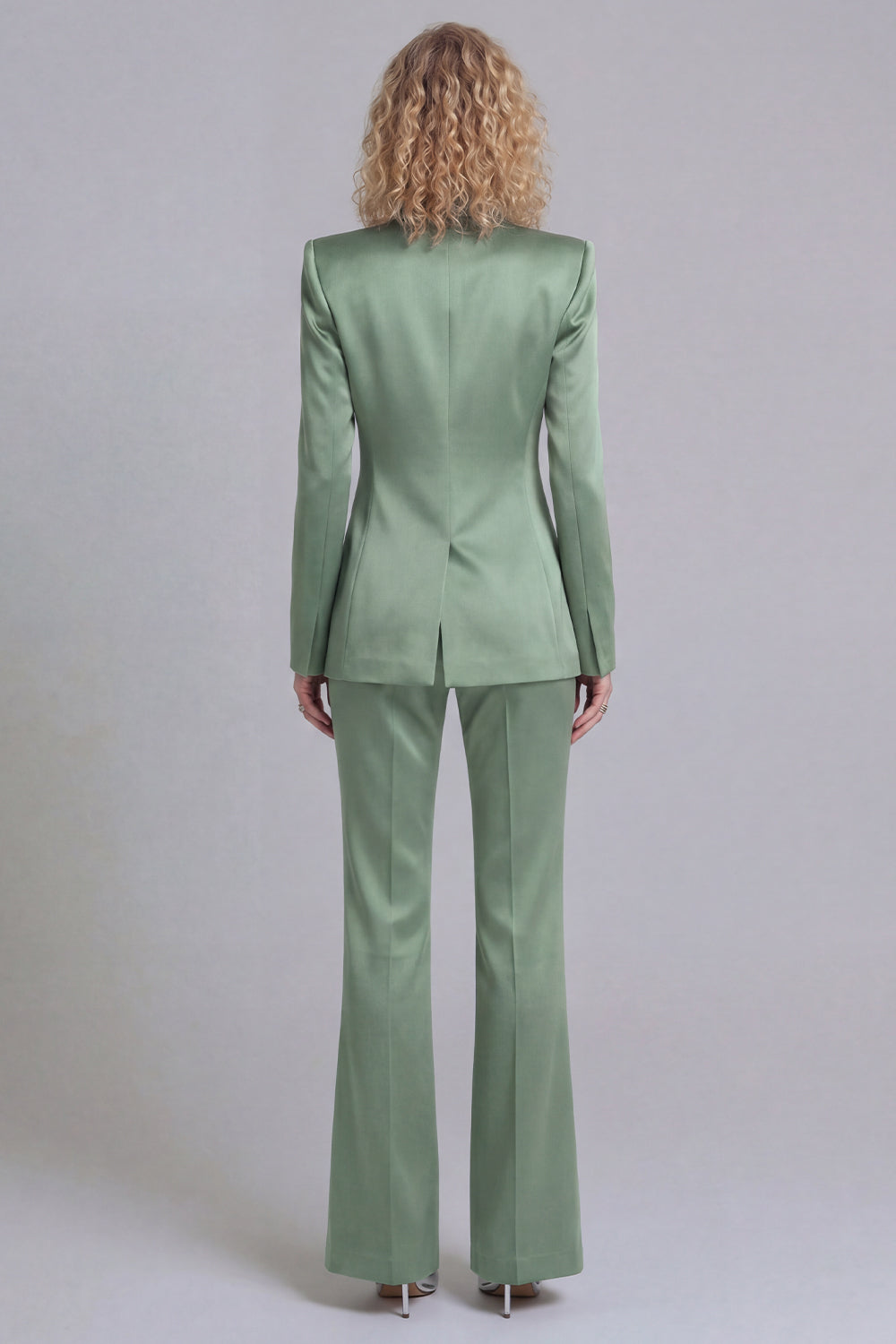 Peaked Lapel Satin Blue 2 Piece Single Buckle Women Suits