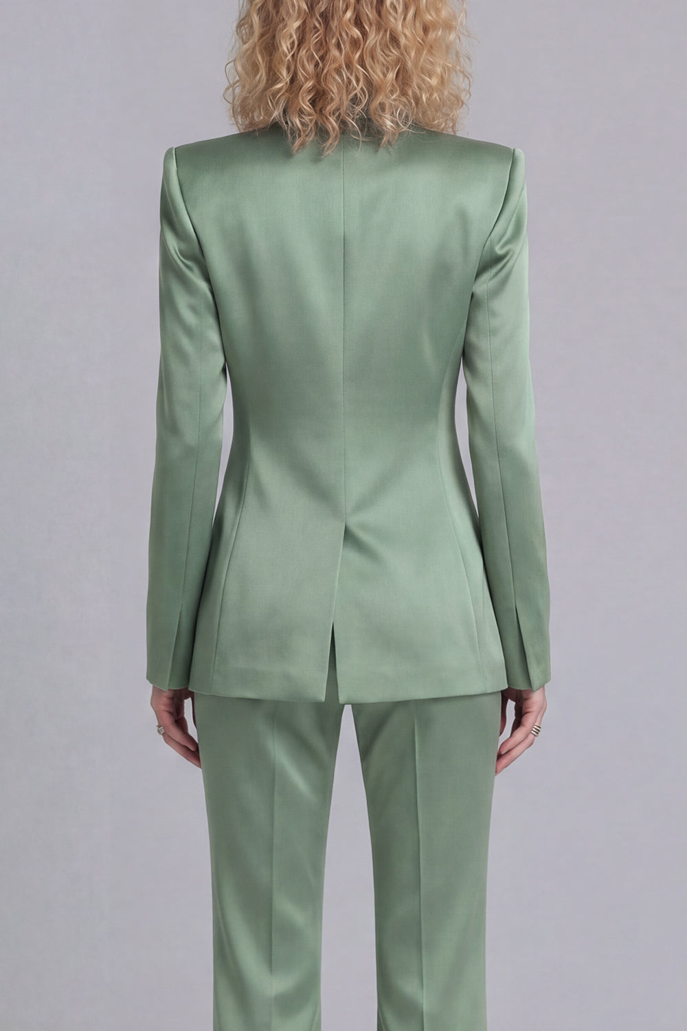 Peaked Lapel Satin Blue 2 Piece Single Buckle Women Suits