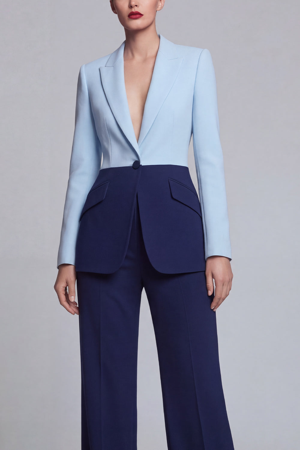 Peaked Lapel Black Pink 2 Piece Single Buckle Colorblock Women Suits