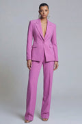 Peaked Lapel 2 Piece Purple Classic Single Buckle Women Suits