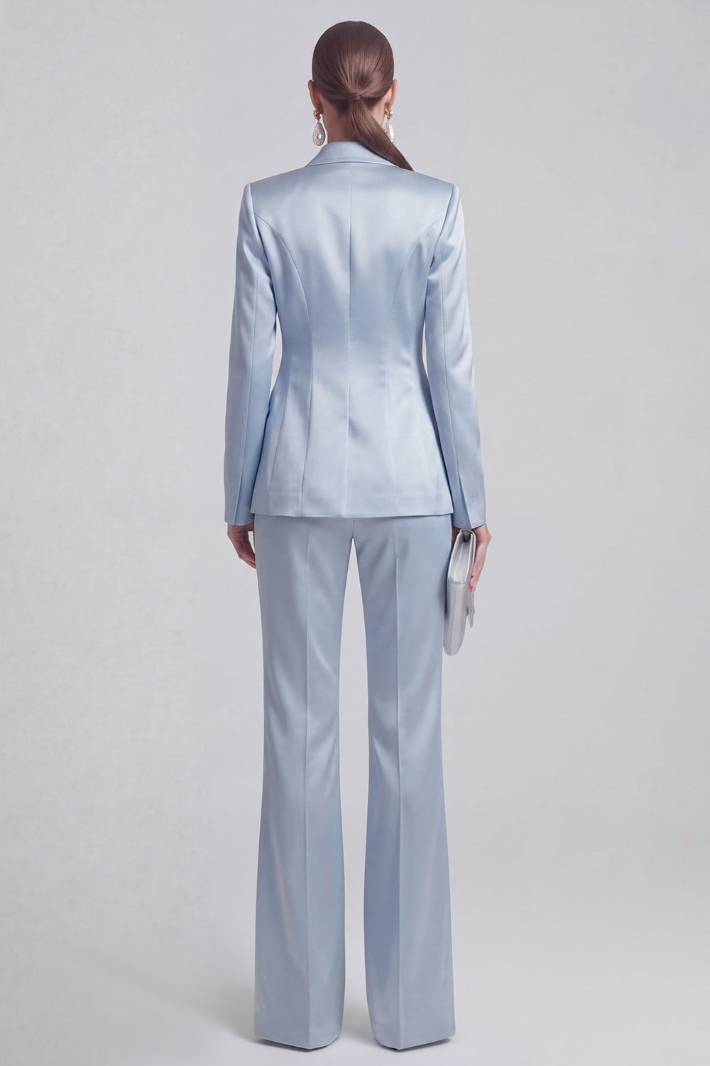 White Peaked Lapel 2 Piece Satin Women Suits