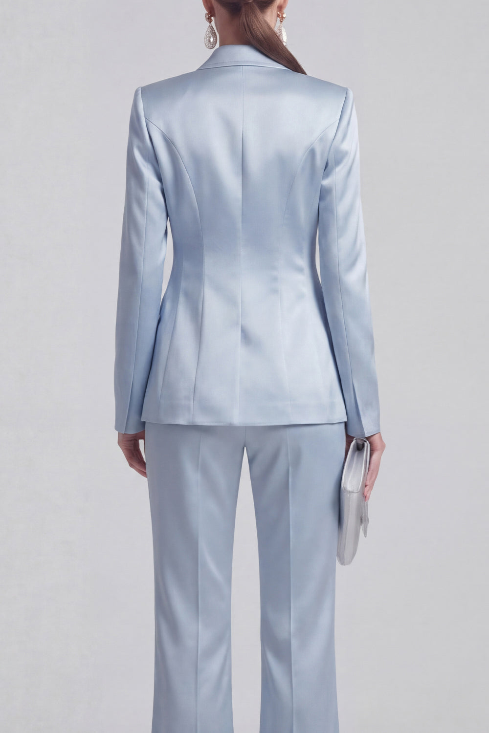White Peaked Lapel 2 Piece Satin Women Suits