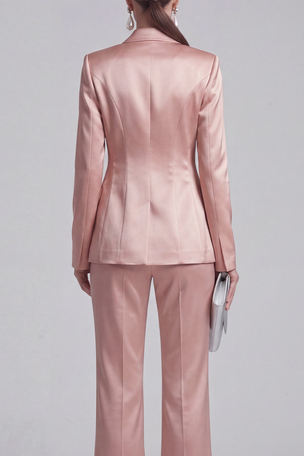 White Peaked Lapel 2 Piece Satin Women Suits