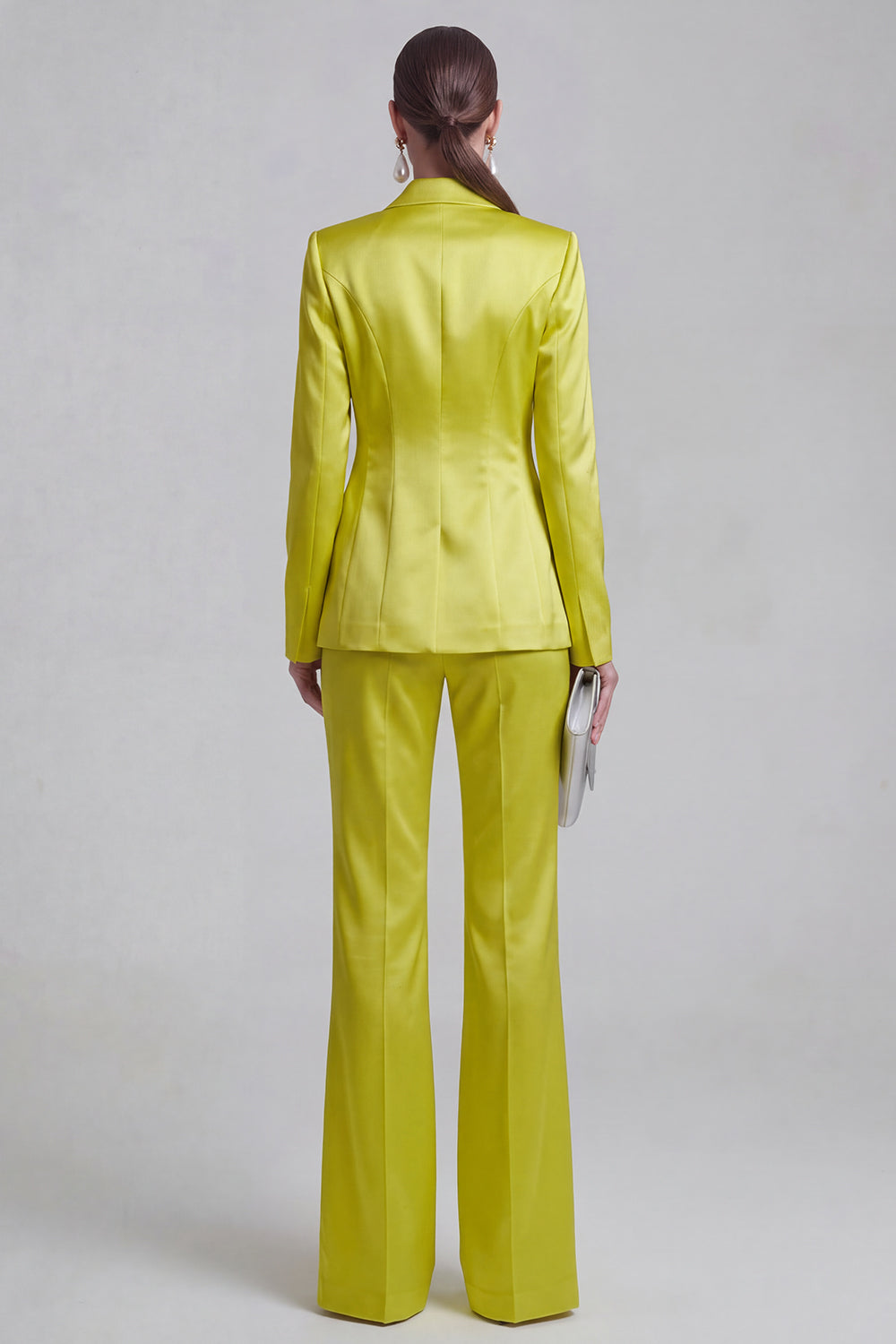 White Peaked Lapel 2 Piece Satin Women Suits