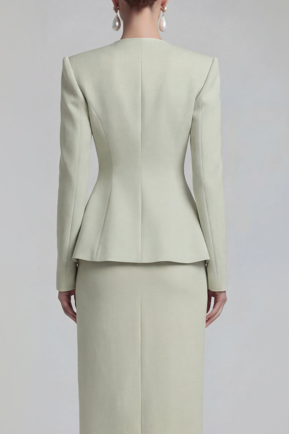 Green 2 Piece Single Buckle Bodycon Women Suits