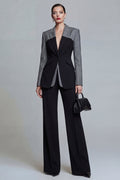 Black 2 Piece Peaked Lapel Slim Fit Women Suits