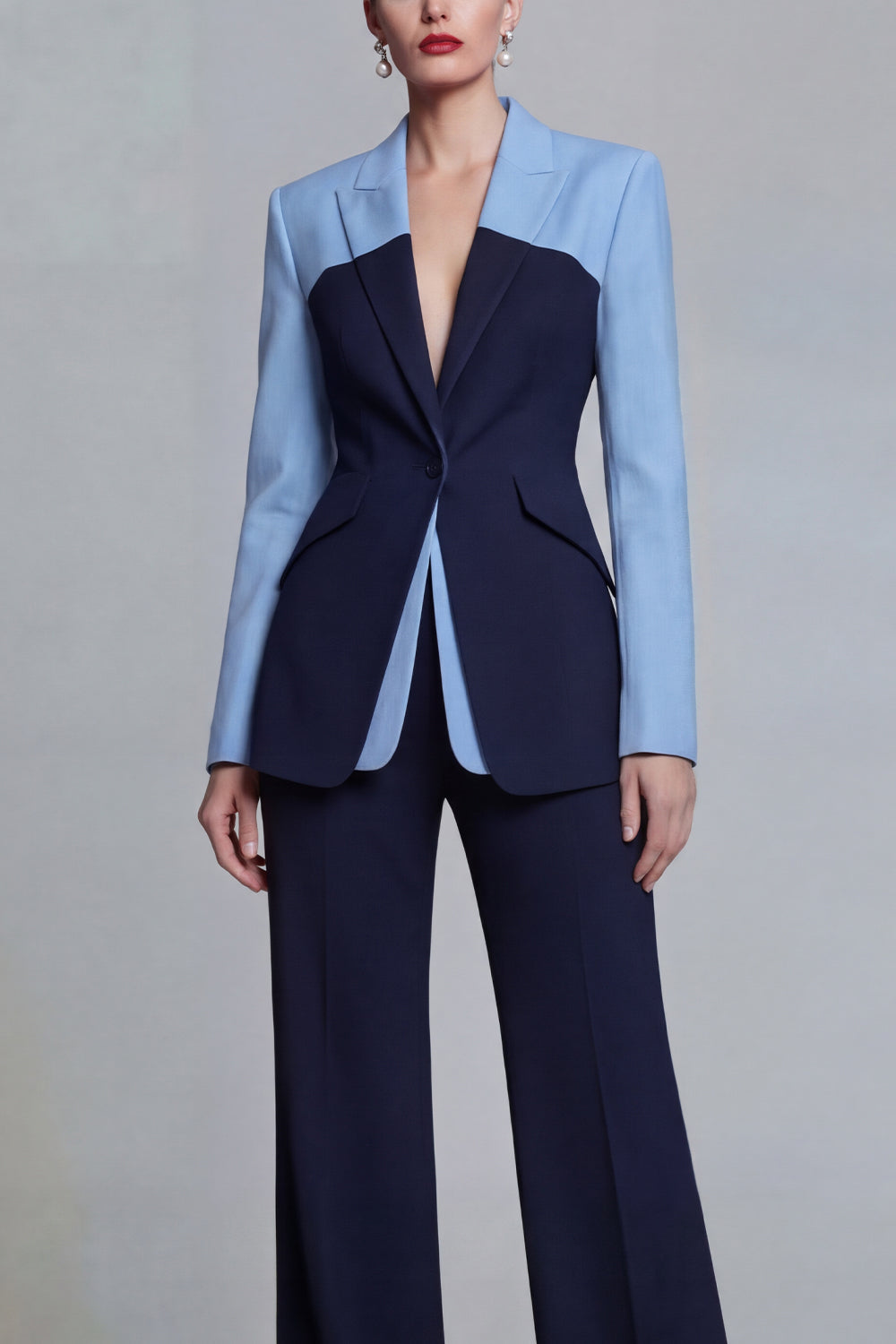 Black 2 Piece Peaked Lapel Slim Fit Women Suits