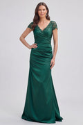 Dark Green Mermaid Ruched Maxi Mother of the Bride Dress