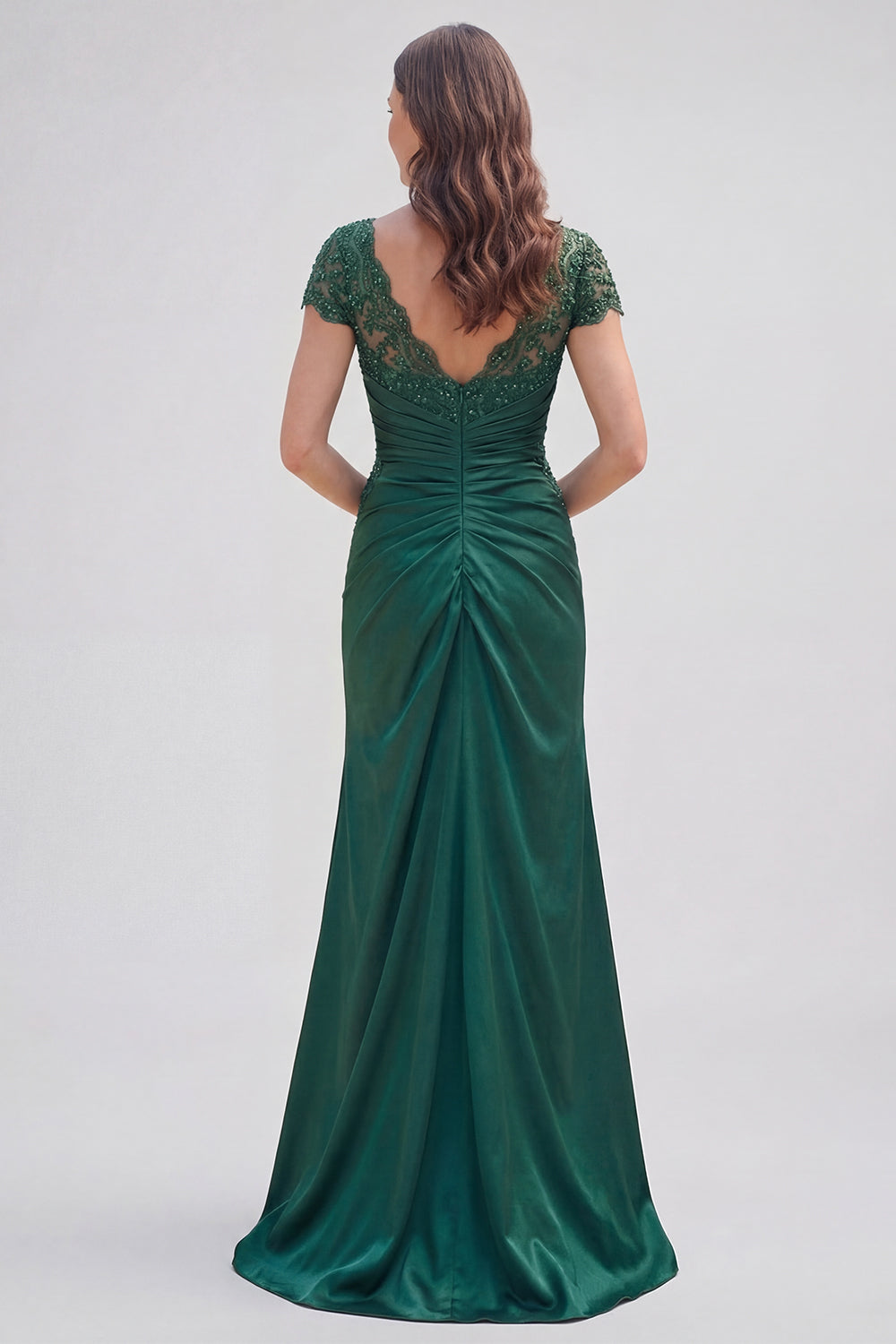 Dark Green Mermaid Ruched Maxi Mother of the Bride Dress