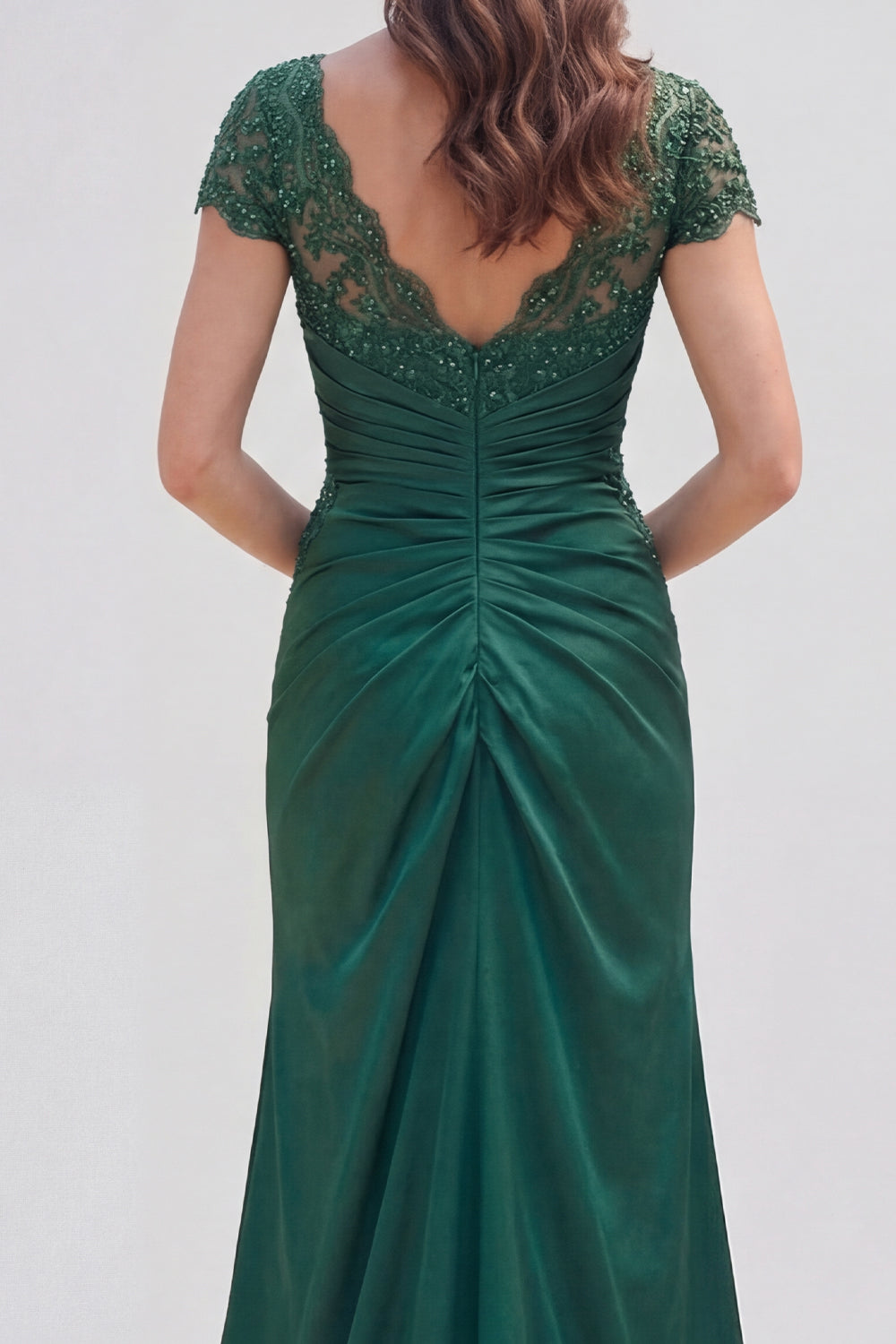 Dark Green Mermaid Ruched Maxi Mother of the Bride Dress