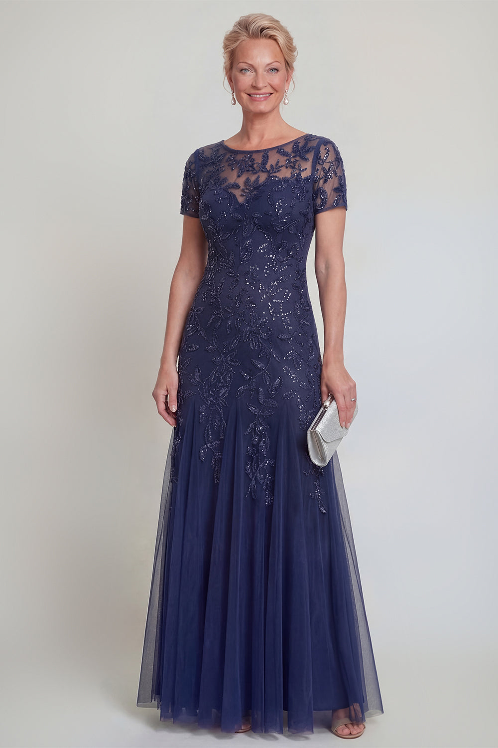 Dark Green A Line Sequin Maxi Mother of the Bride Dress