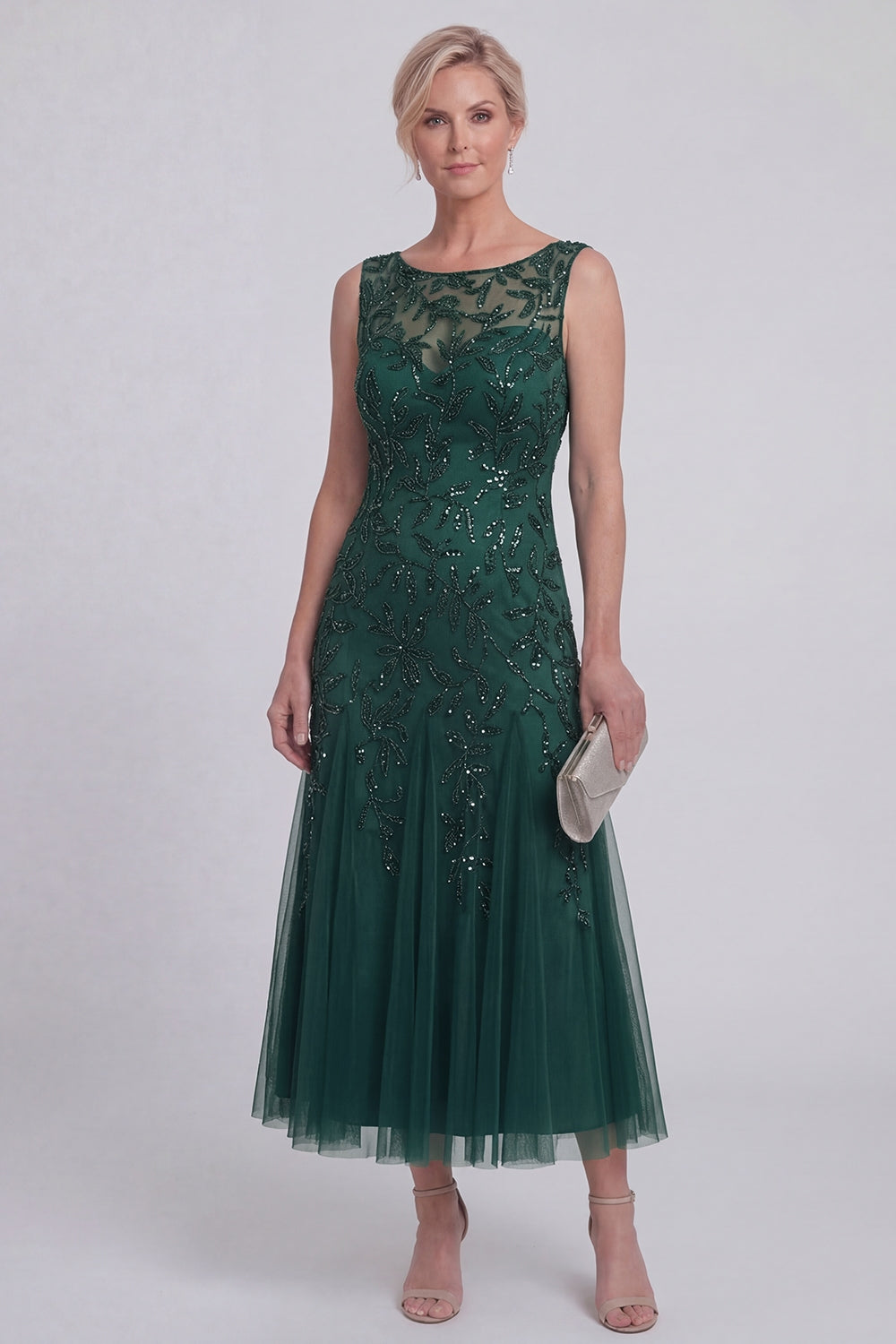 Sparkly Navy A Line Sleeveless Mother of the Bride Dress