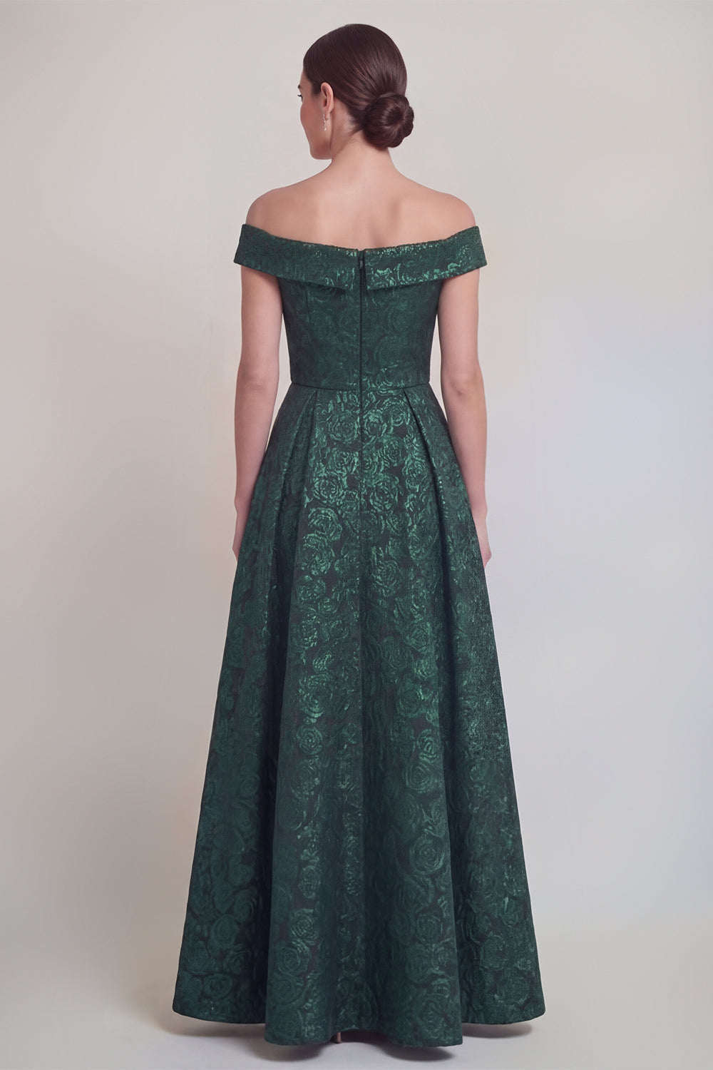 Jacquard Off the Shoulder A Line Blush Mother of the Bride Dress