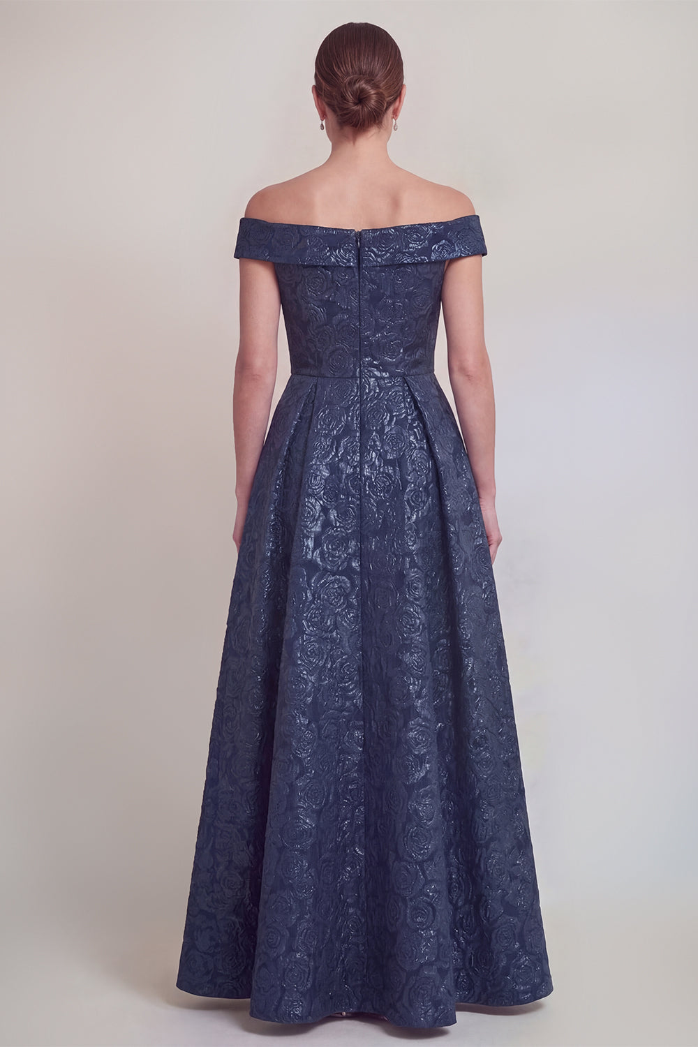Jacquard Off the Shoulder A Line Blush Mother of the Bride Dress