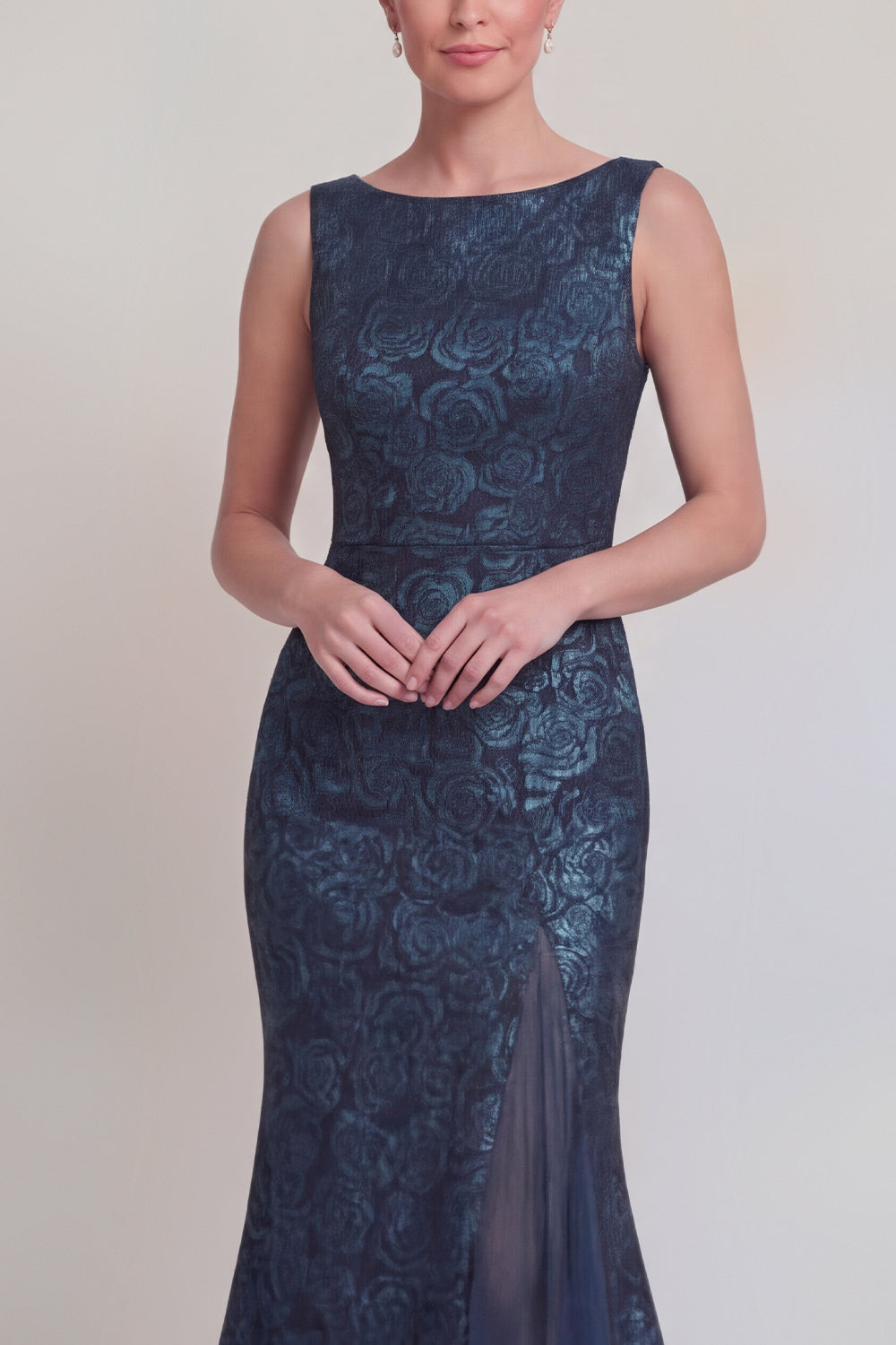 Jacquard Blush Mermaid Sleeveless Mother of the Bride Dress