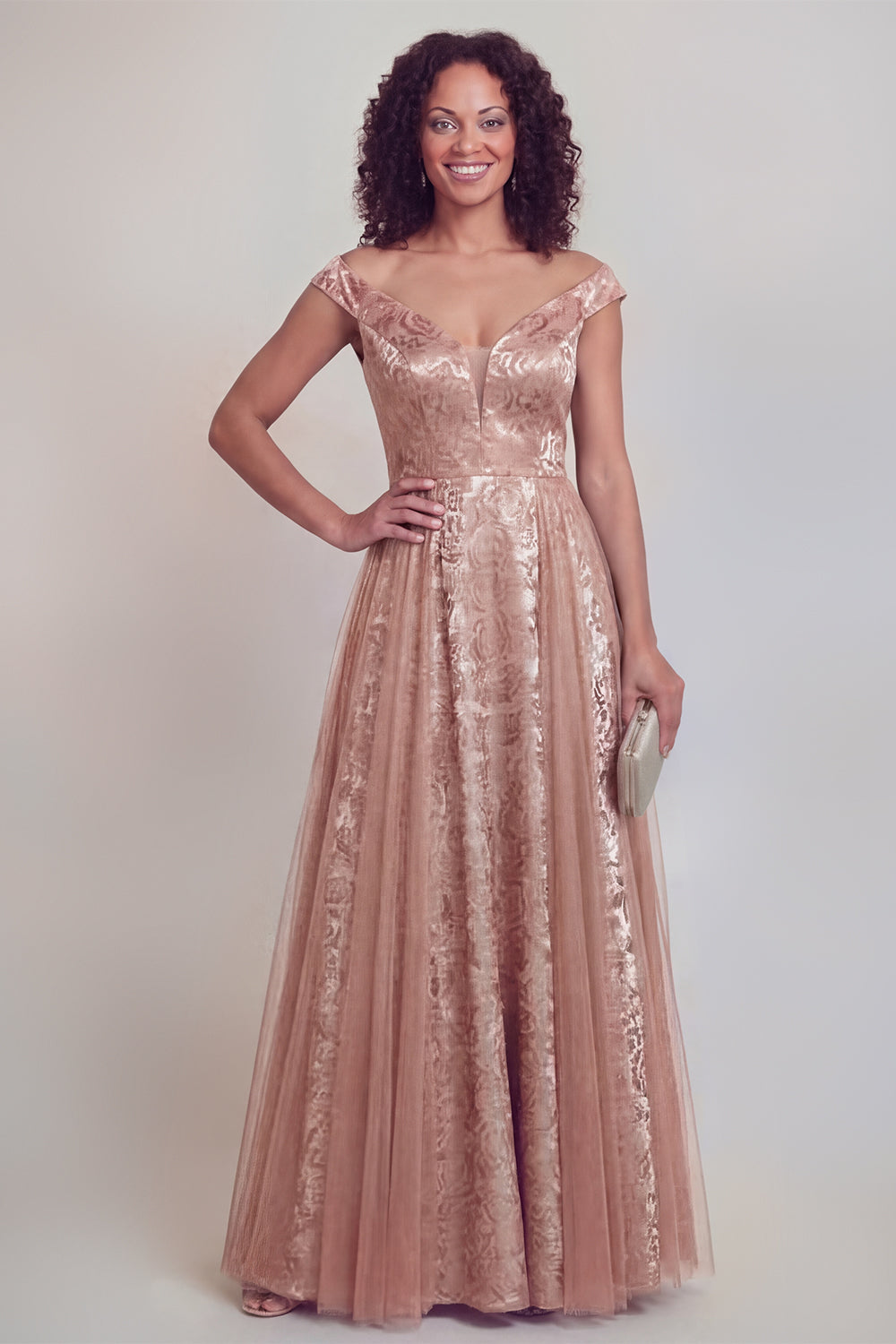 Jacquard Navy A Line Maxi Mother of the Bride Dress