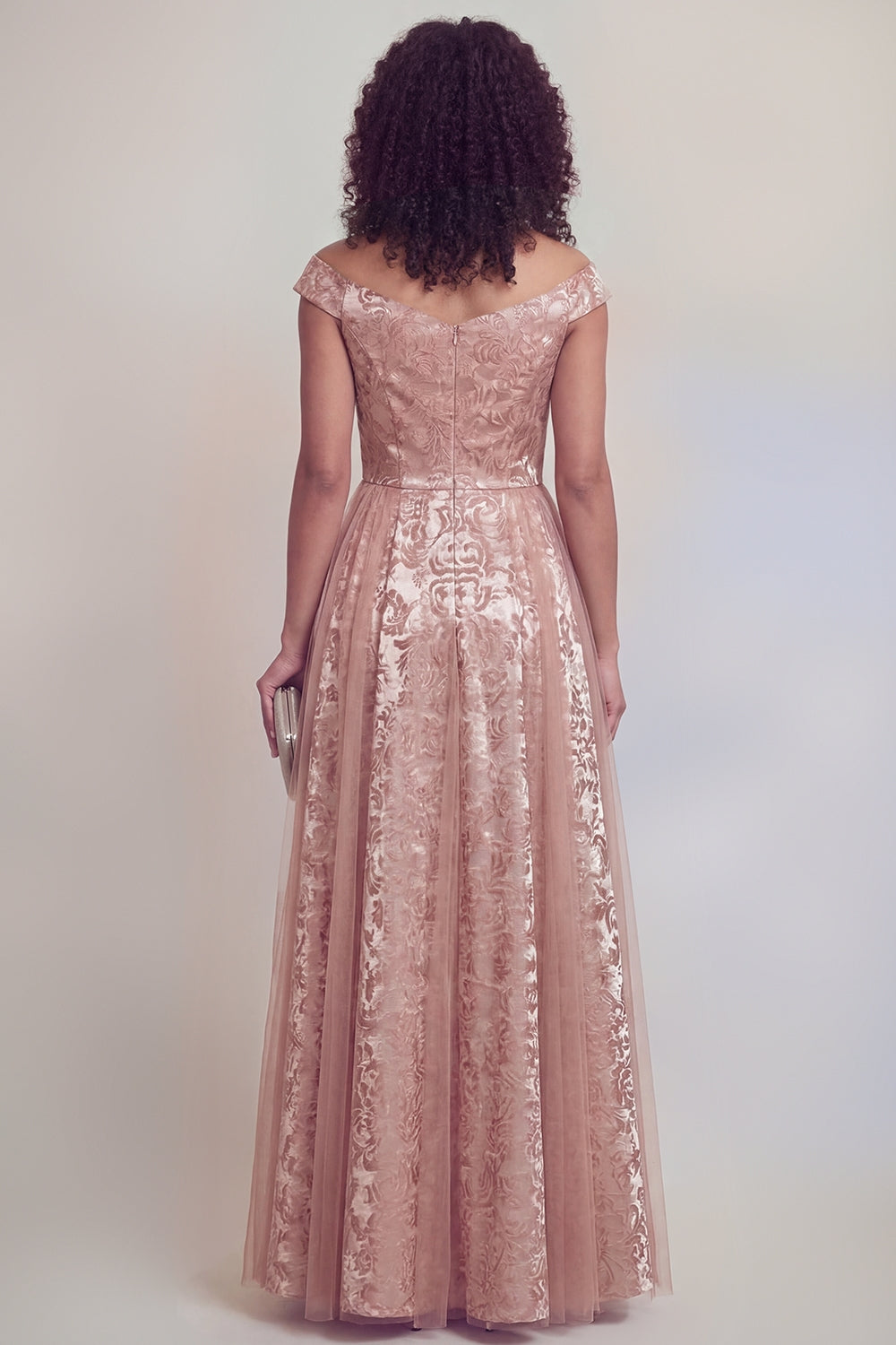 Jacquard Navy A Line Maxi Mother of the Bride Dress