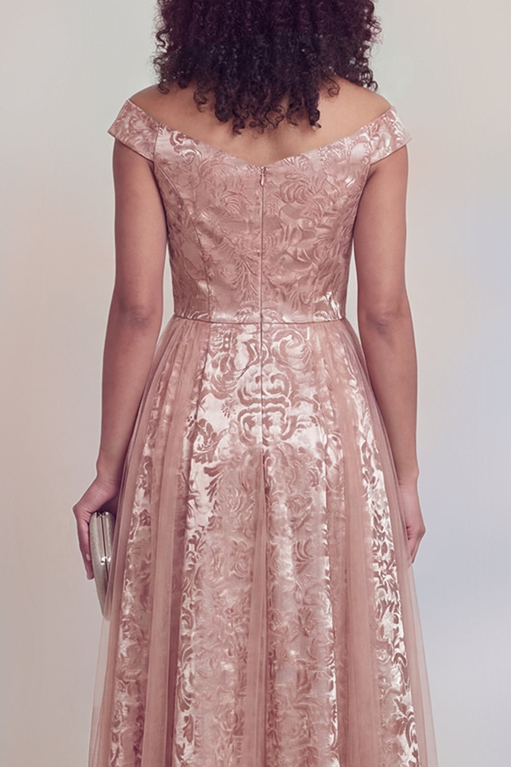 Jacquard Navy A Line Maxi Mother of the Bride Dress