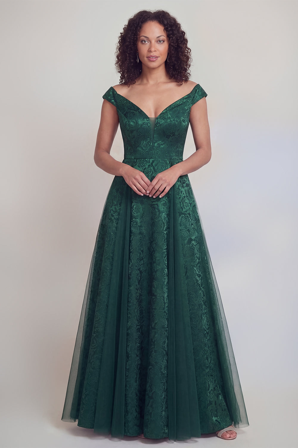 Jacquard Navy A Line Maxi Mother of the Bride Dress