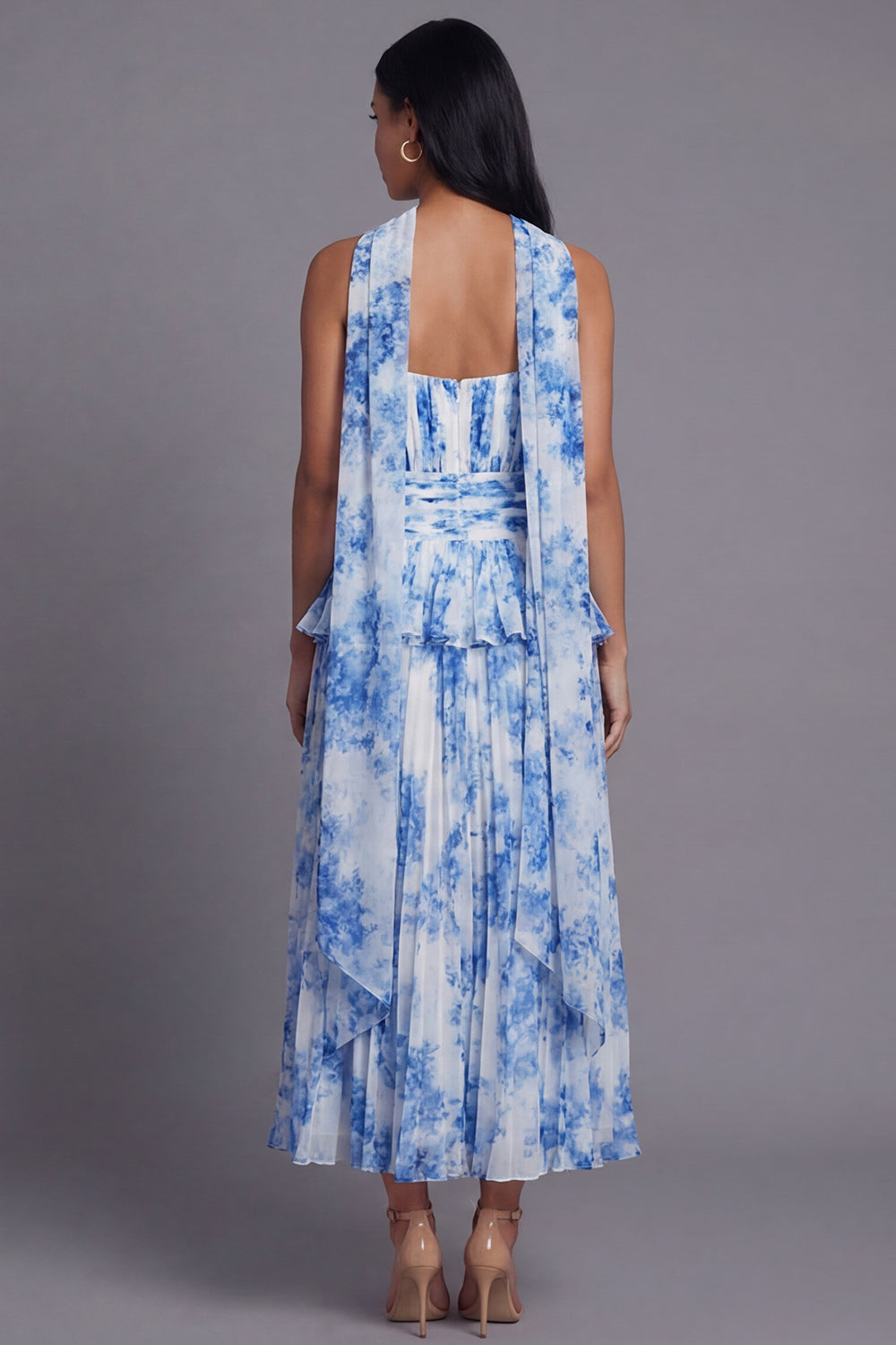 Strapless Ruffled A Line Pleated Dusty Sage Wedding Guest Dress