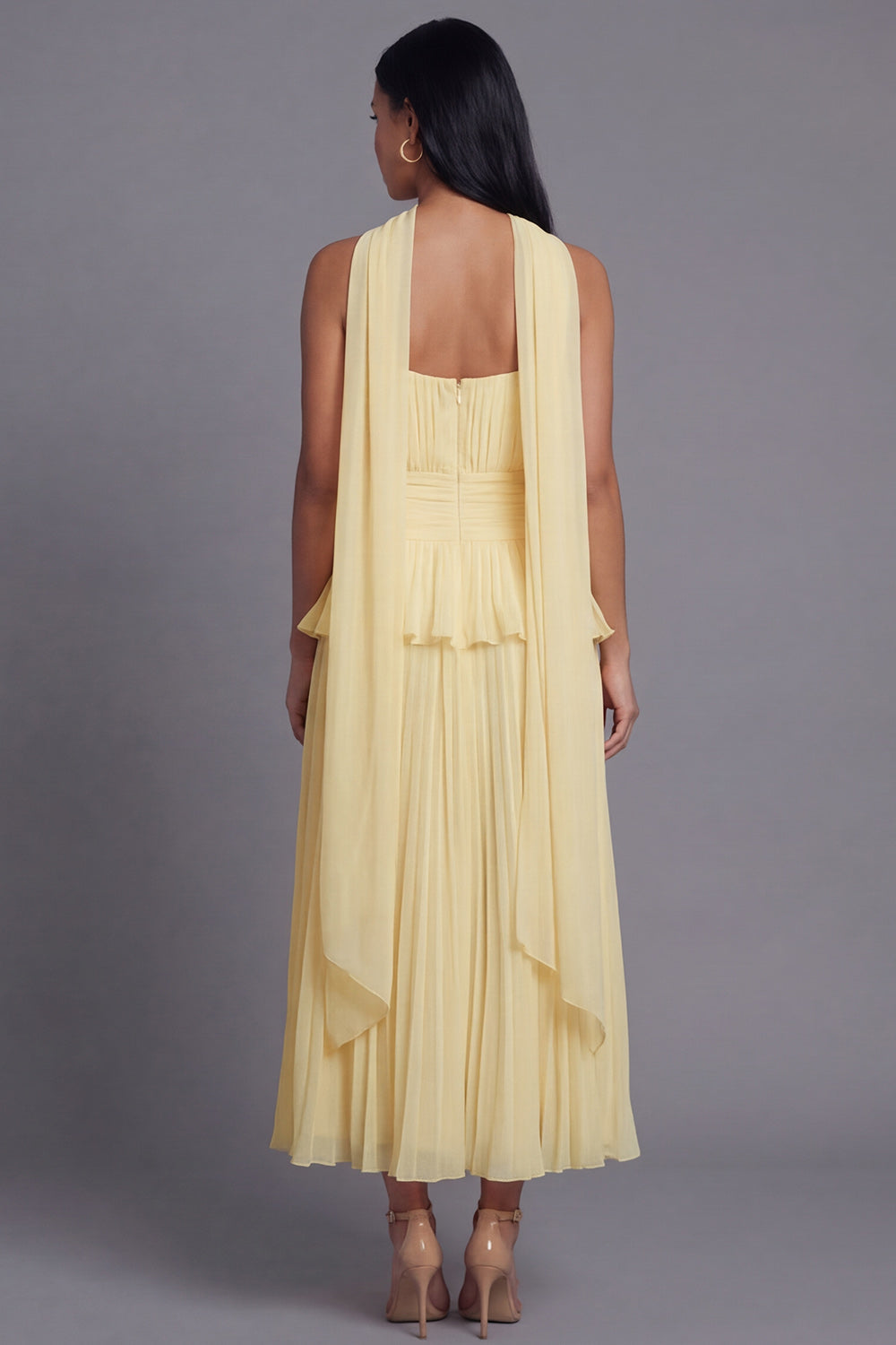 Strapless Ruffled A Line Pleated Dusty Sage Wedding Guest Dress